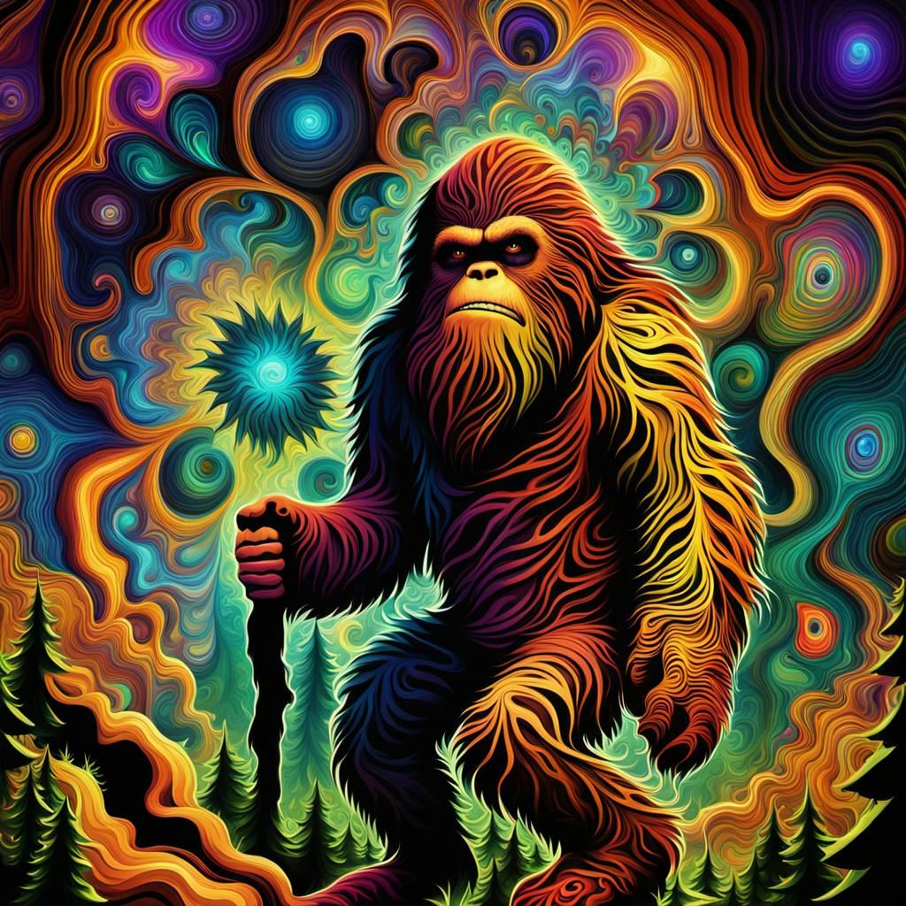 Psychedelic Fractal Art: Abstract Sasquatch Image