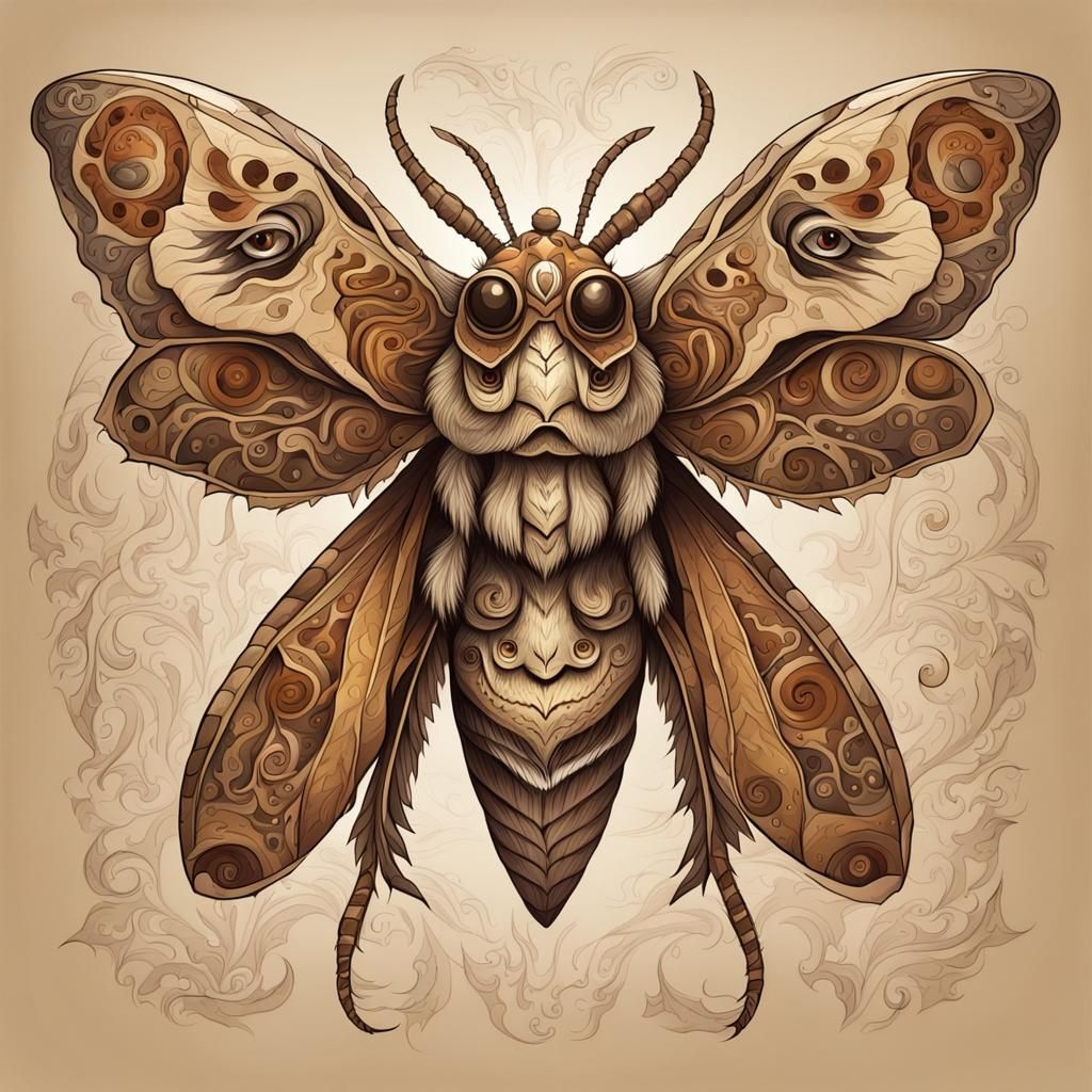 Mythical Monster Moth in Fantasy Style