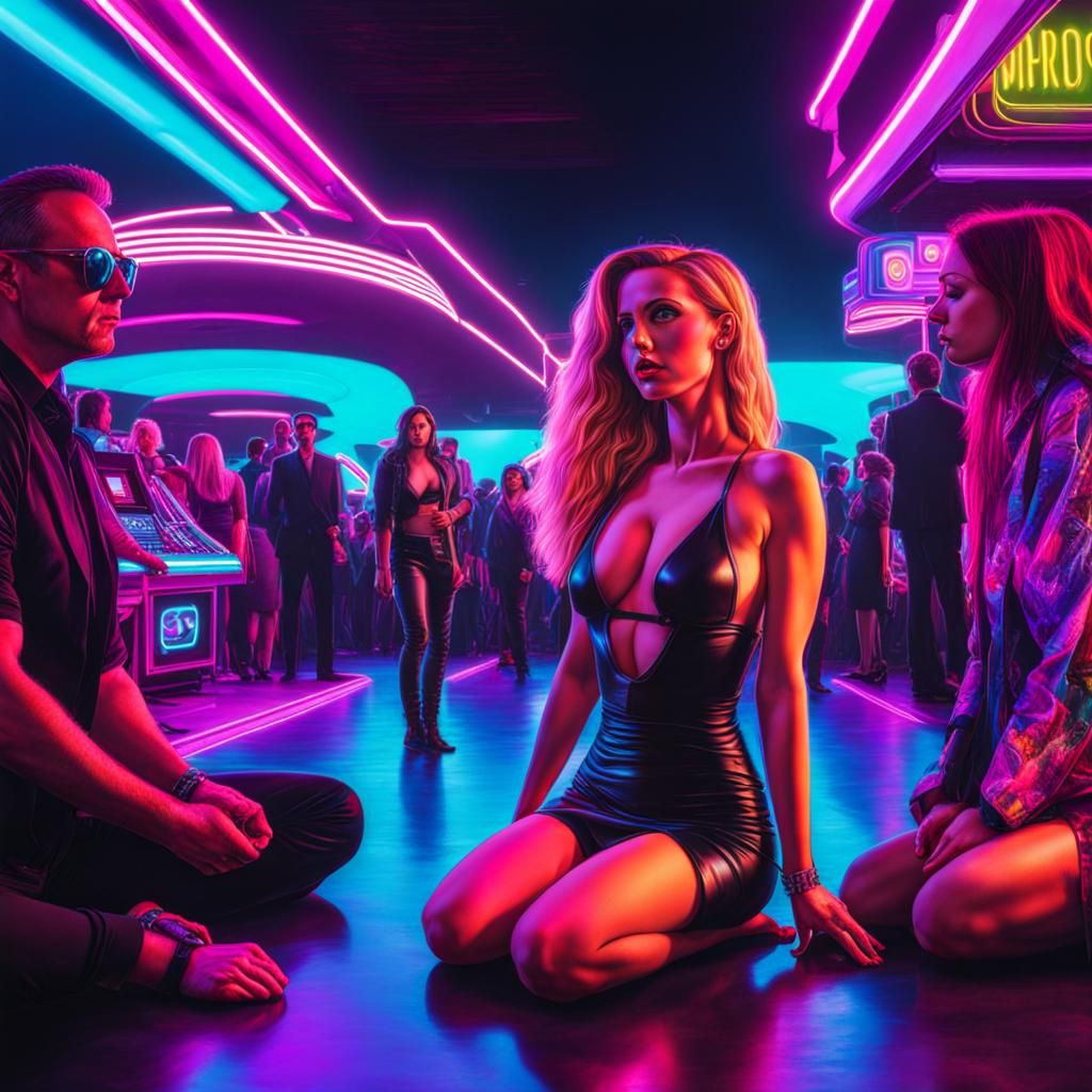 Hypnotized Woman: Barefoot in Synthwave Surrealism