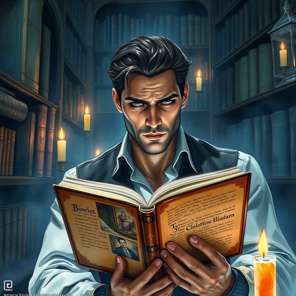 Elegant Scholar Lost in Ancient Tomes