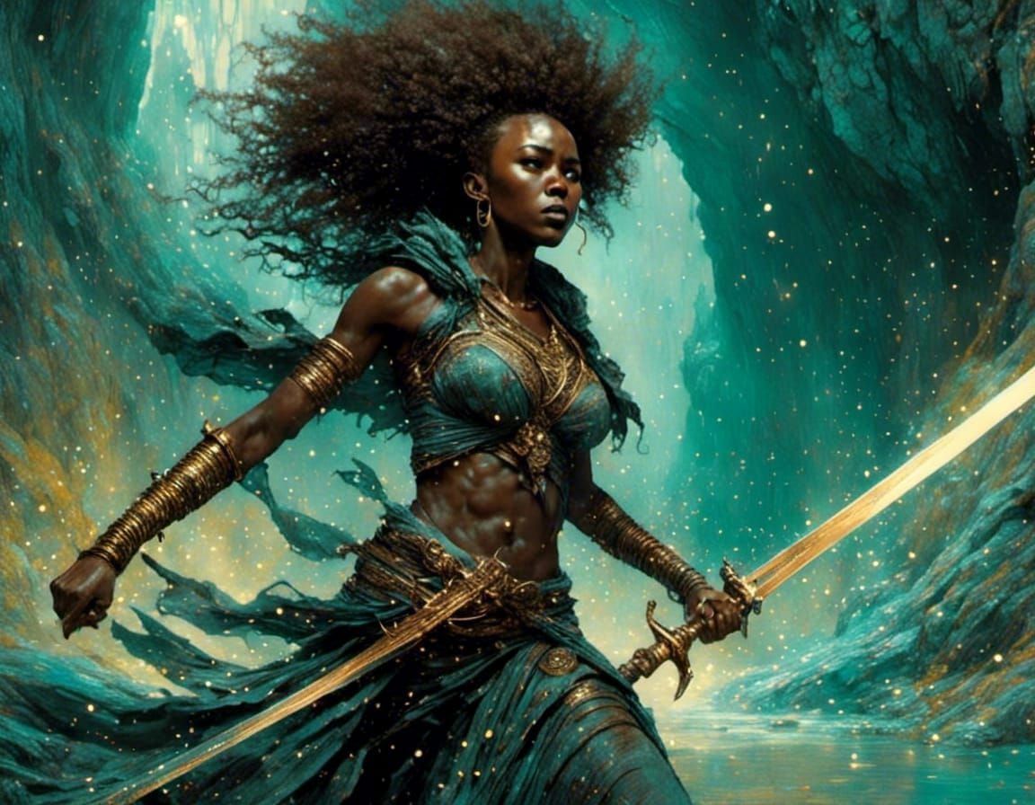 Golden Rogue Swordfight in Enchanted Potterverse Cave