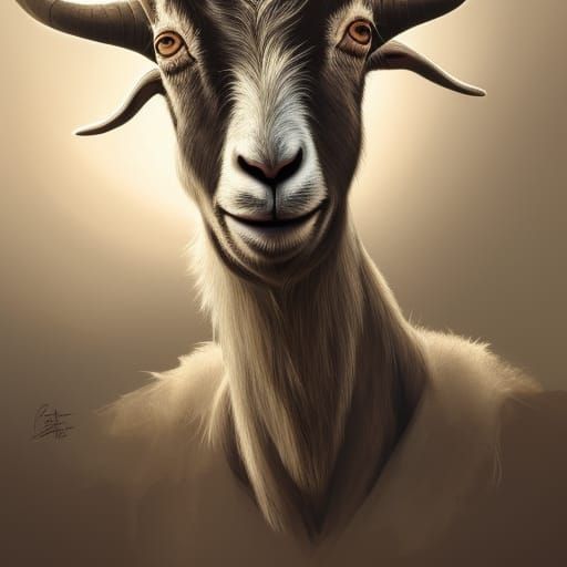 Detailed Goat Portrait in Savannah, Hyperrealistic Art