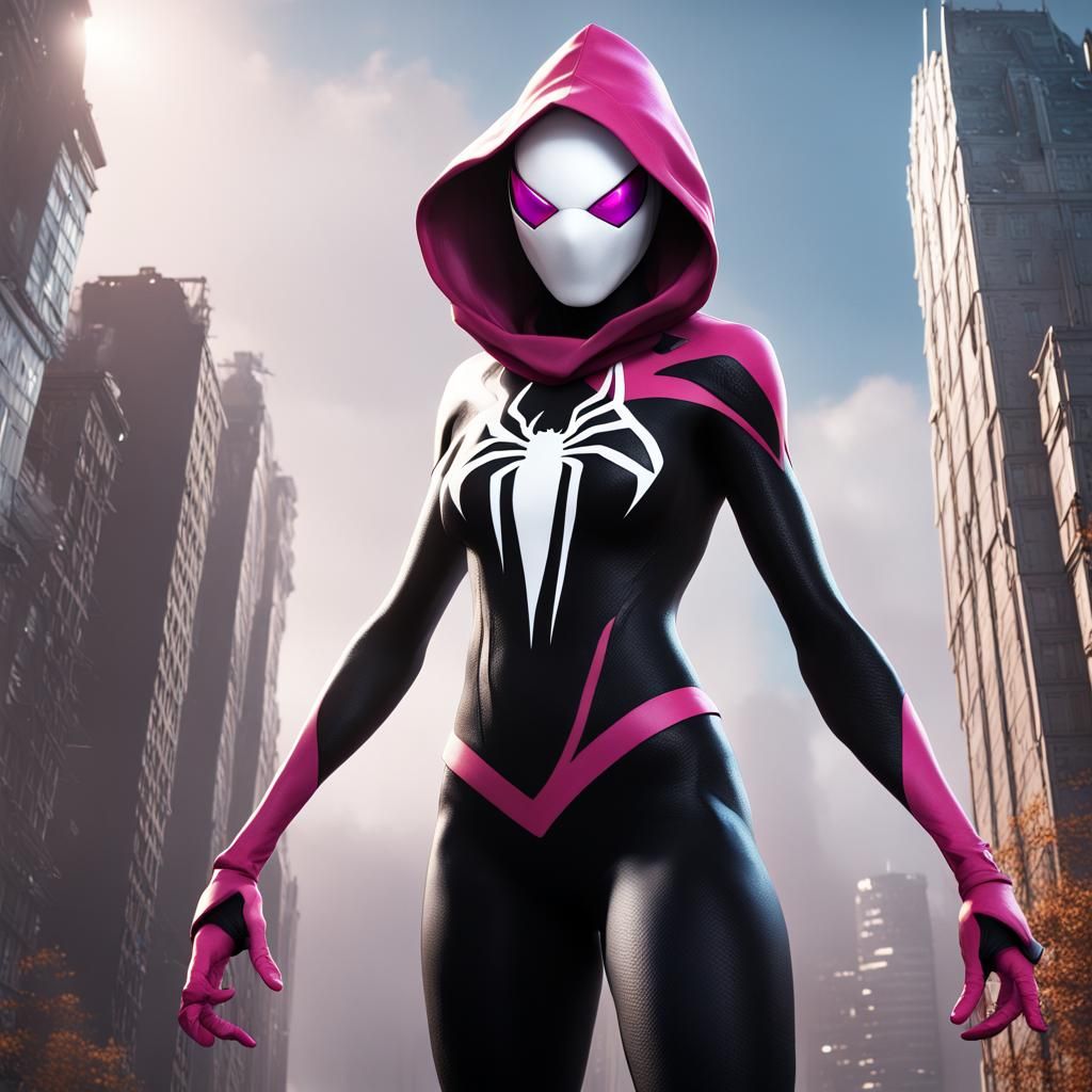 Giant Spider-Gwen vs. Godzilla in the City