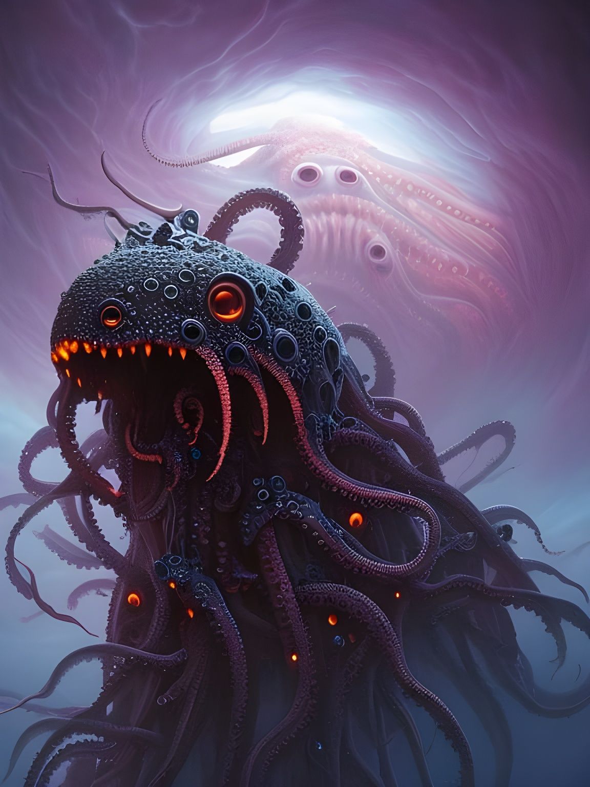 Terrifying Ice Octopus Monster Portrait