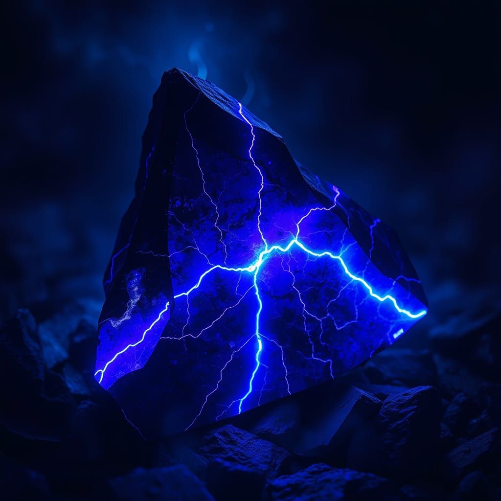 Ethereal Stormstone Shard in Obsidian, with Violet-Blue Ligh...