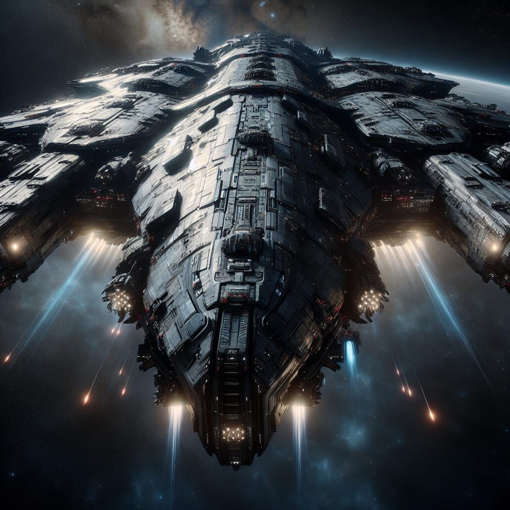 Colossal Spaceship Radiates Power in Deep Space