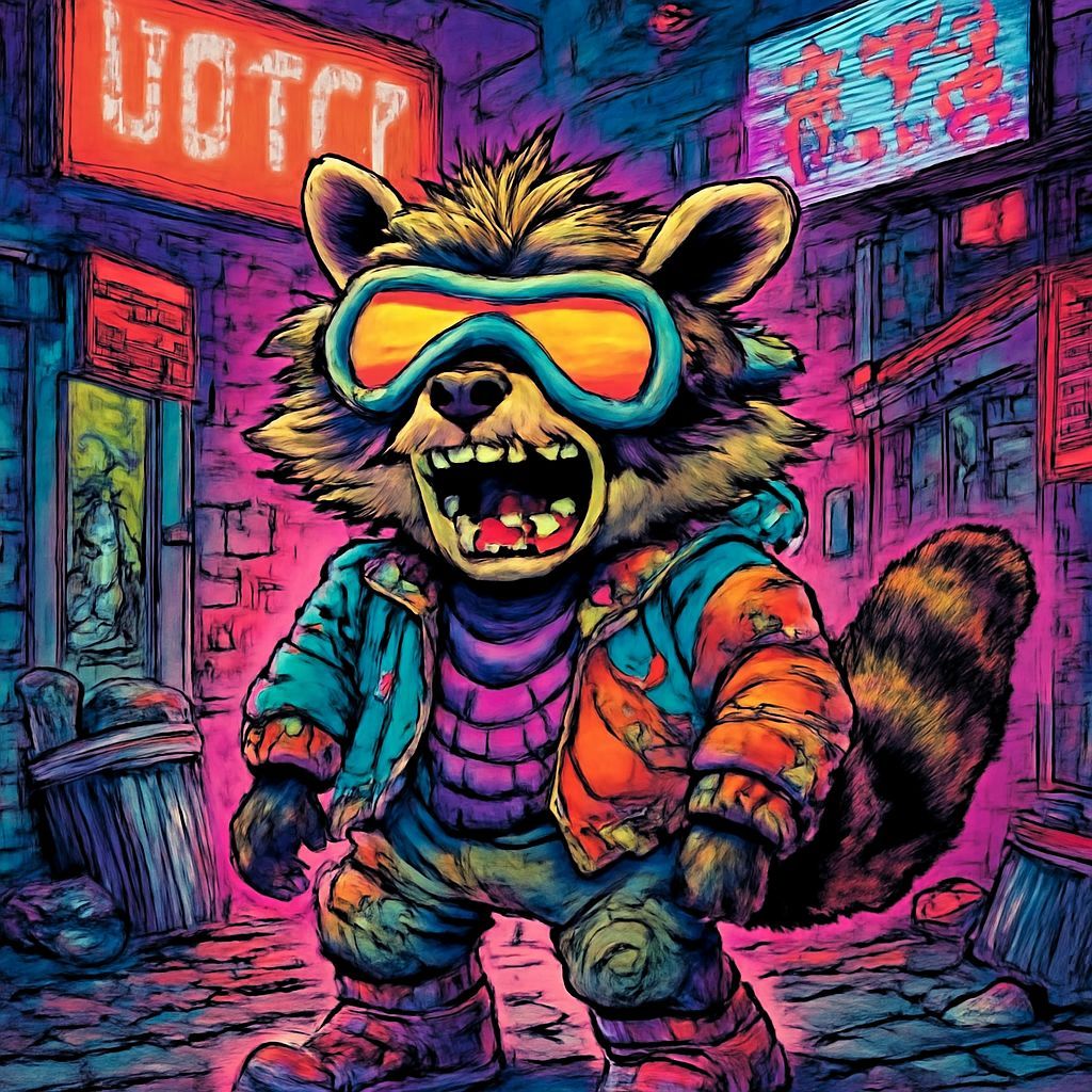 A cyberpunk raccoon