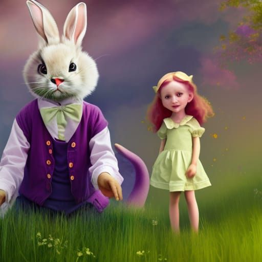Green Eyed Rabbit in Wonderland: 3D Storybook Art