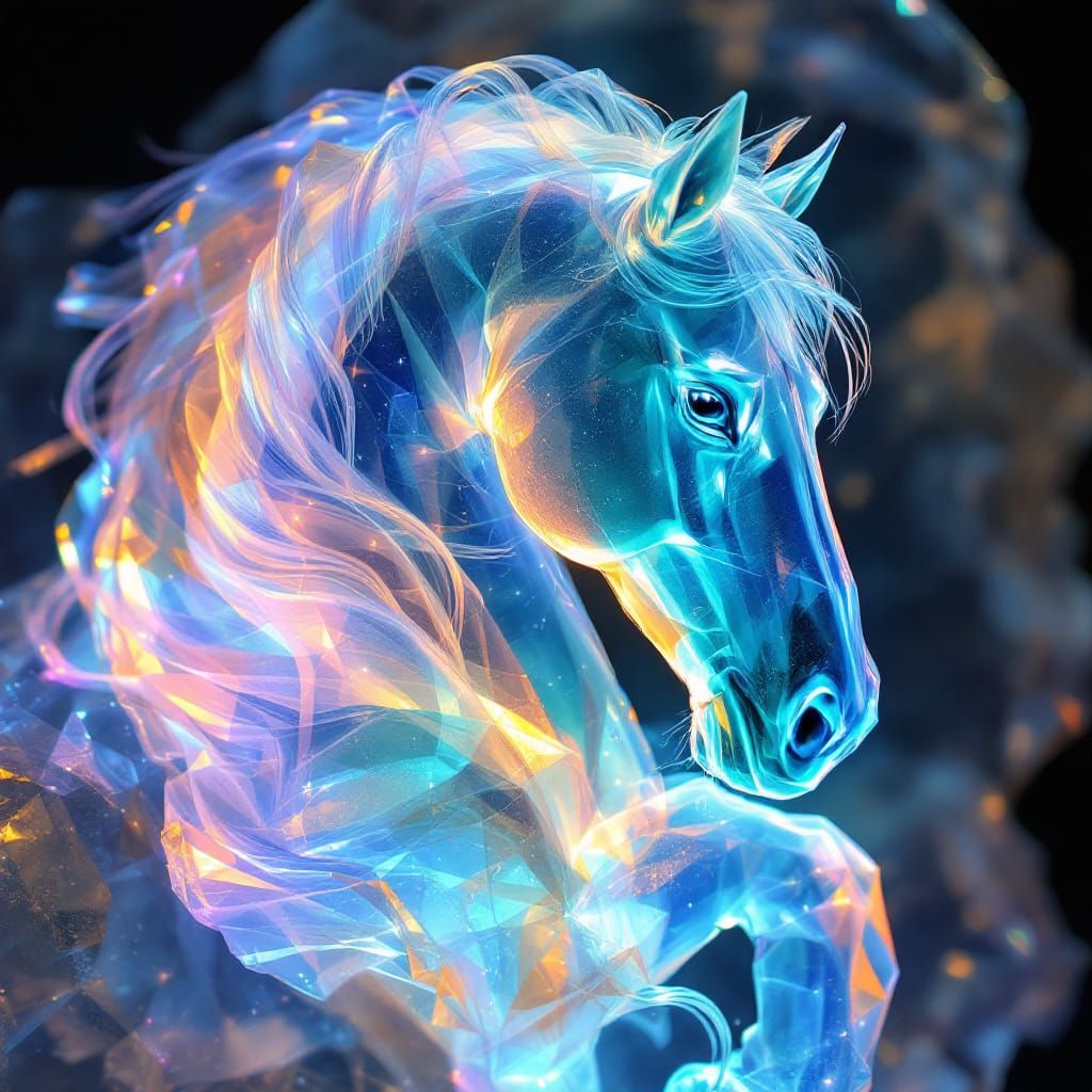 Ethereal Calcite Crystal Horse with Backlighting