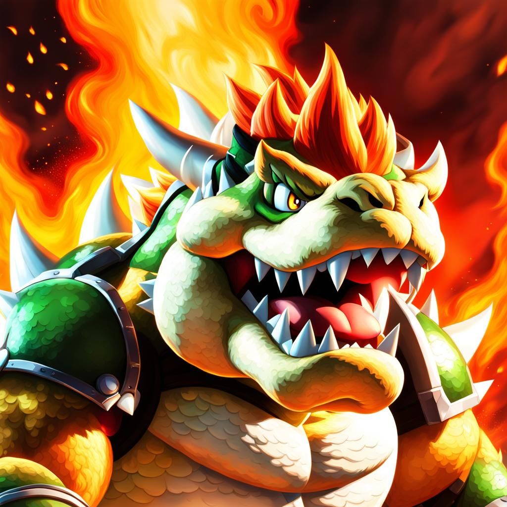 Bowser Unleashes Fiery Breath in Nintendo Style