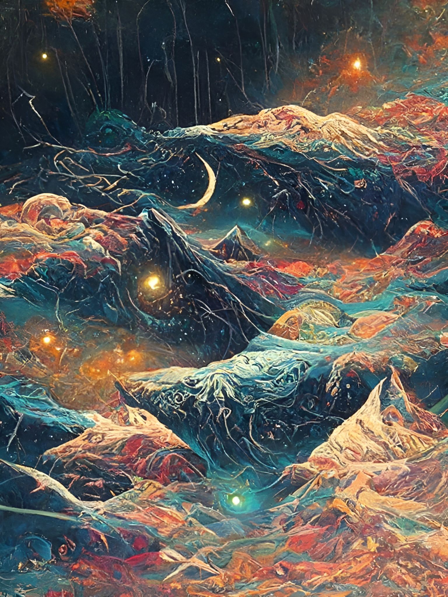 Celestial Mountain Landscape in Visionary Art Style