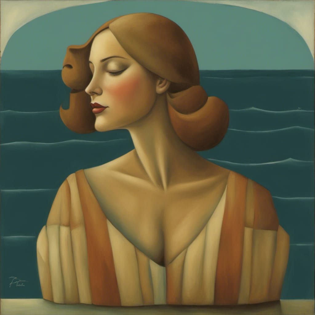 Woman at Sea in Fabio Hurtado Style