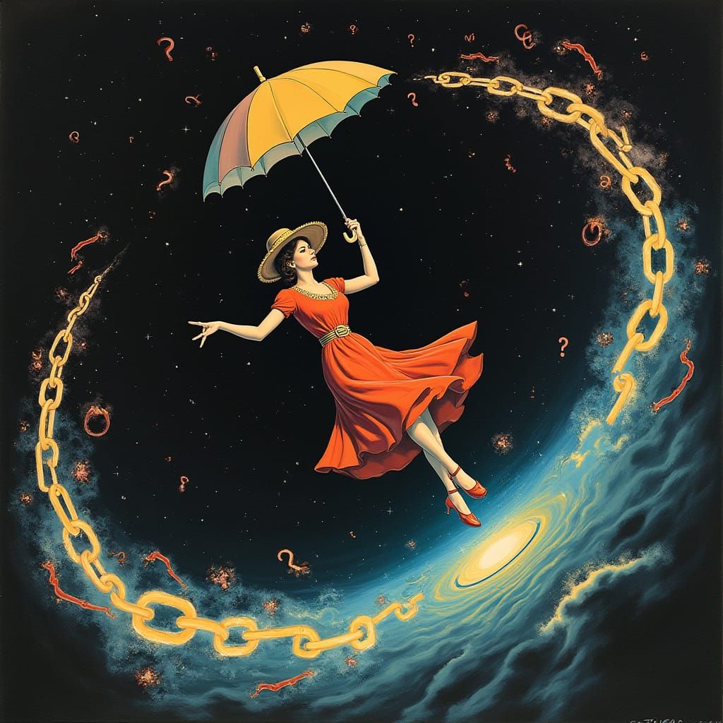 Surrealist Woman Tumbles Through Cosmic Black Hole in Vibran...