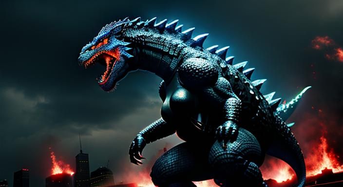 Stylized Anthro Female Godzilla in Fantasy Art