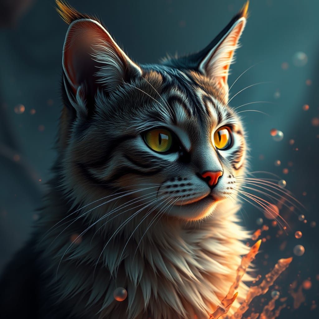 Ethereal Feline Realm in Vibrant Colors