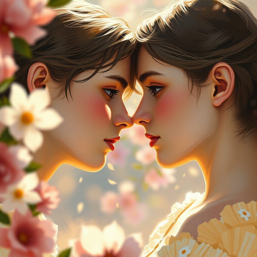 Love's Intimate Whisper: A Tender Gaze of First Love