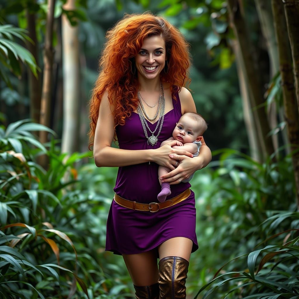 Mother and Baby in Exotic Jungle Setting, in Hyperrealistic ...