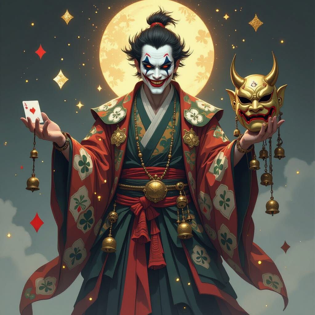 Joker Monk with Oni Mask and Card Suit Robes