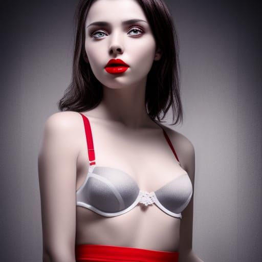 Beautiful Modern Girl in Bra, Digital Art