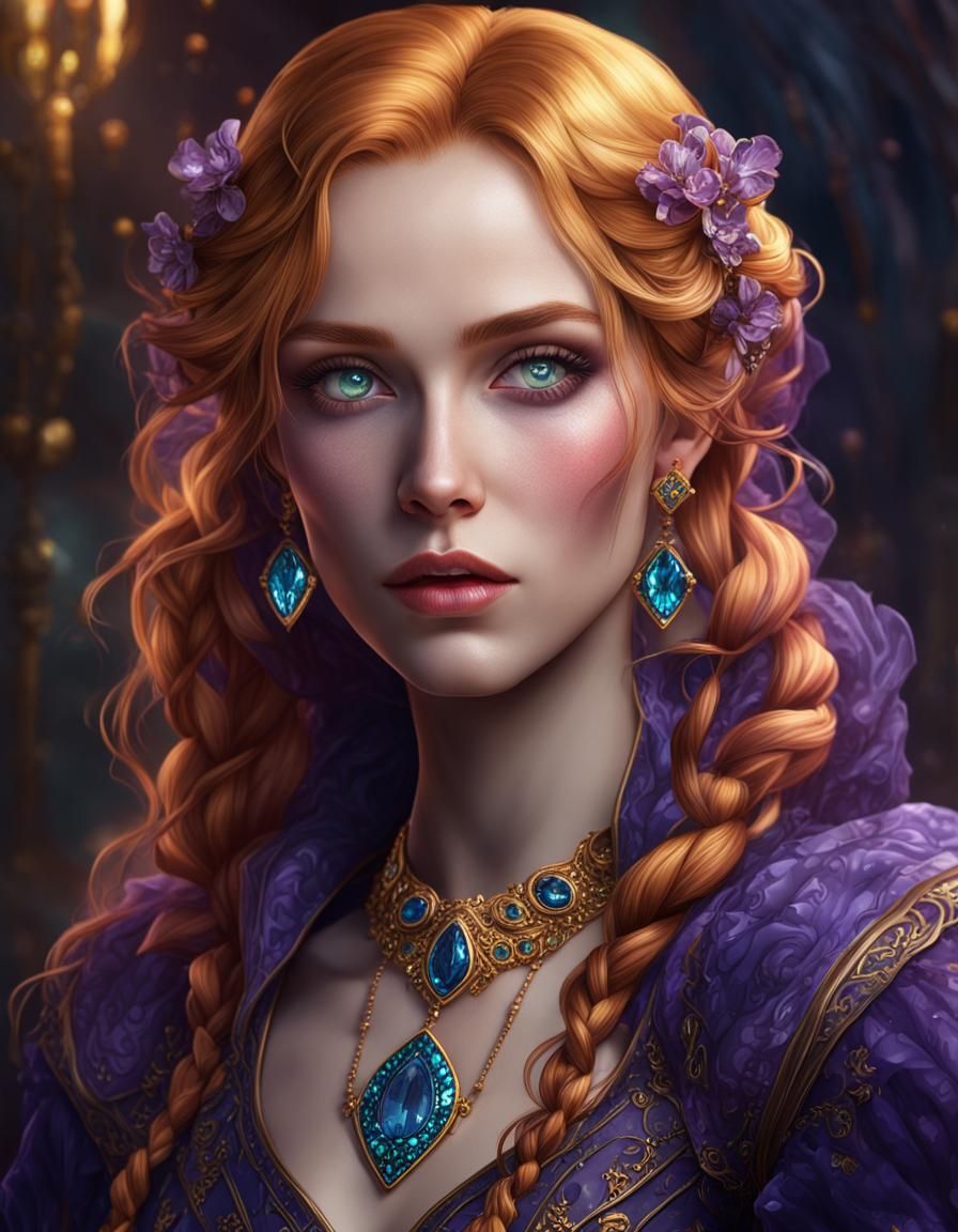 Gothic Woman with Jewels in Dark Fantasy Style