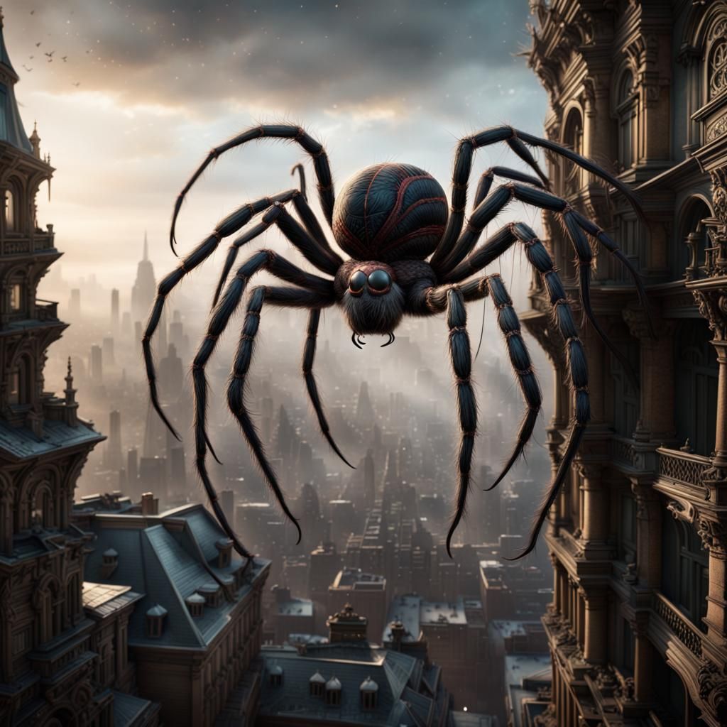 Intricate Spider in Dramatic Digital Painting