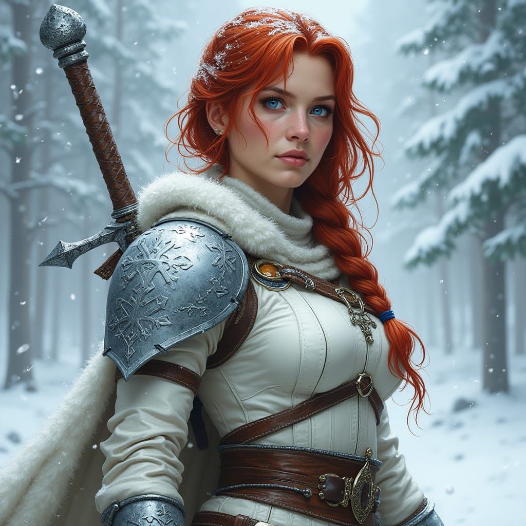 Fantasy Warrior with Rhimar Blade in Atmospheric Style