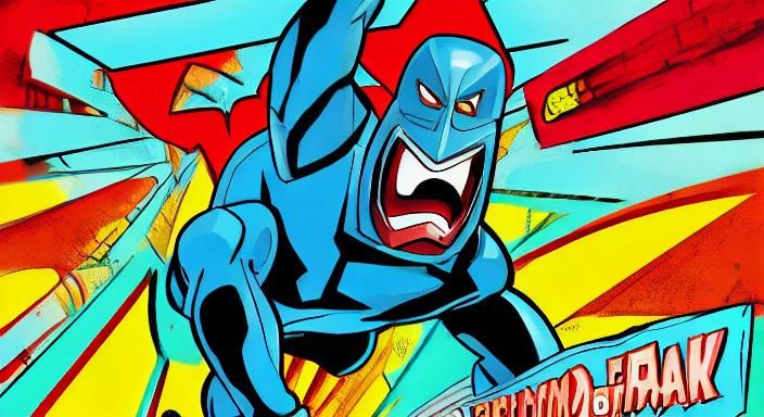 Freakazoid in Heroic Comic Book Art Style