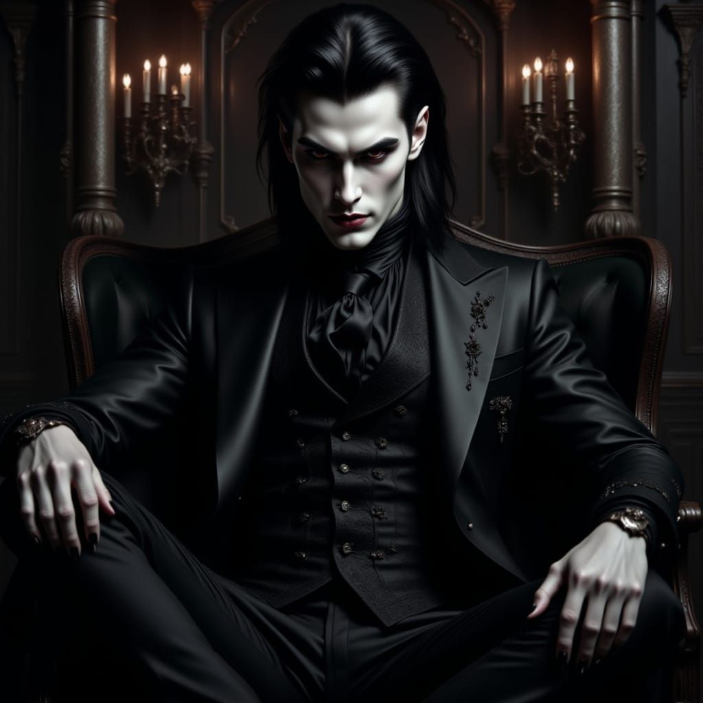 Gothic Vampire Portrait in Baroque-Victorian Style