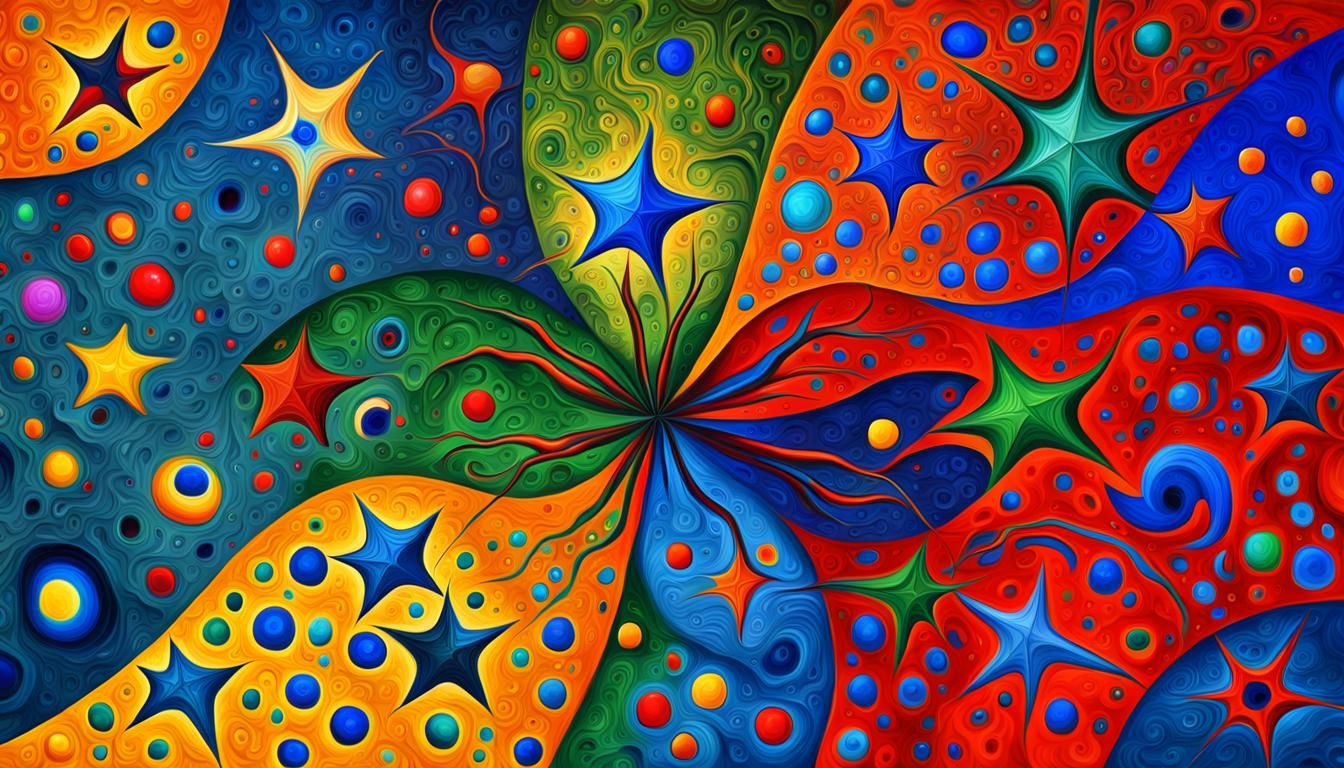 Vivid Abstract Stars in Impasto Oil Paint Style