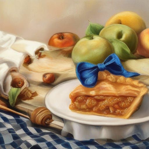 Blue Ribbon Apple Pie Portrait in Hyperrealism