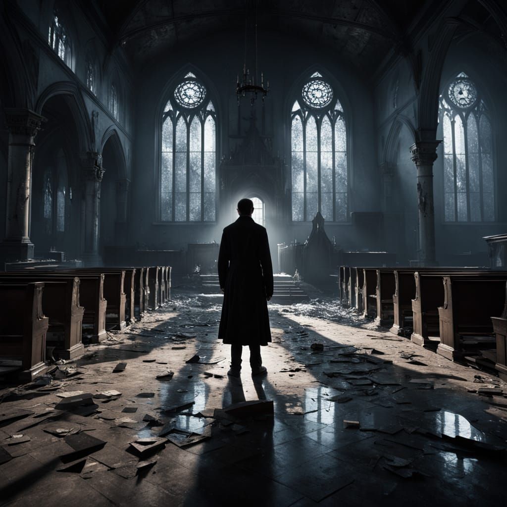 Shattered Reflection in a Gothic Church