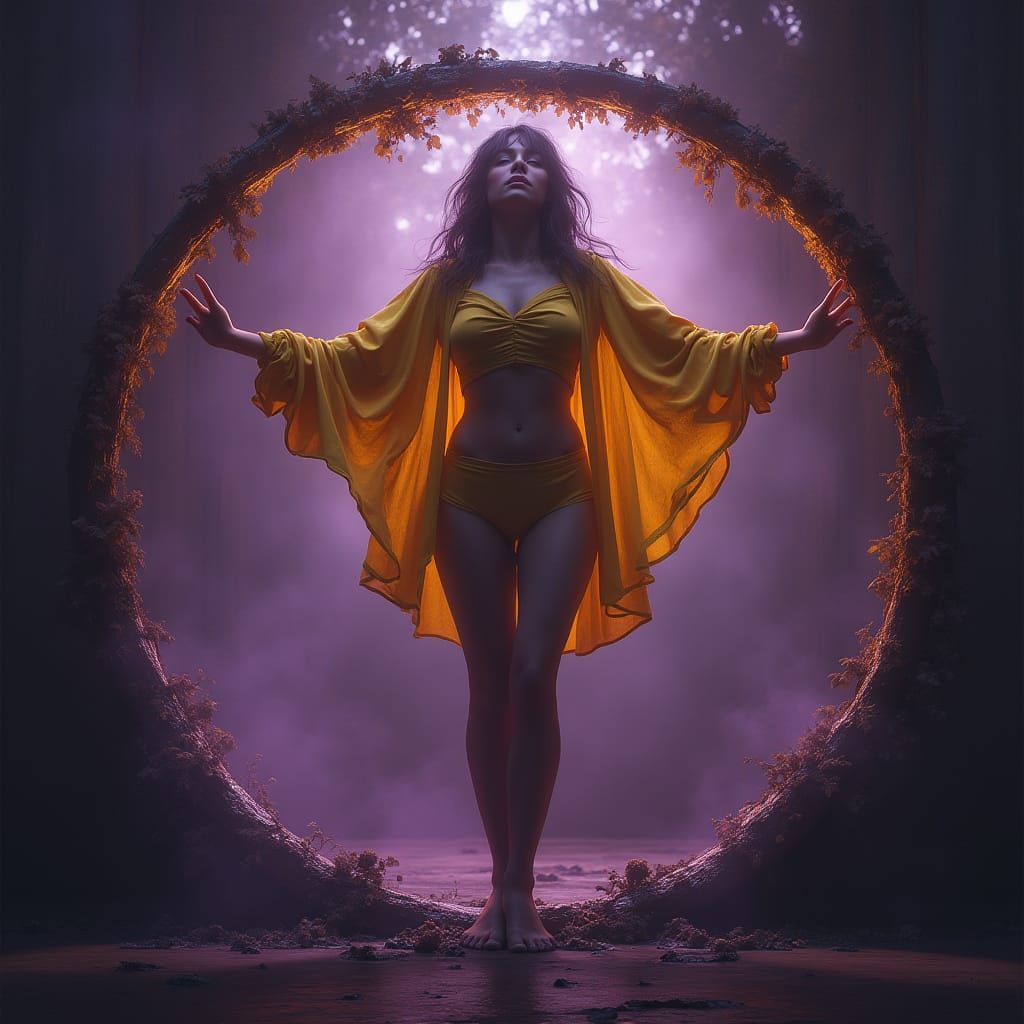 Vitruvian Woman in Dark Fantasy Style