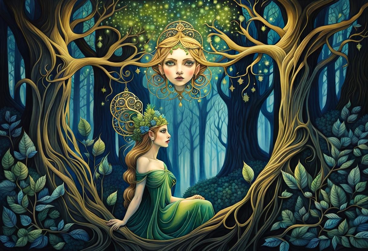 Whimsical Troll in Gothic Forest: Watercolor Art