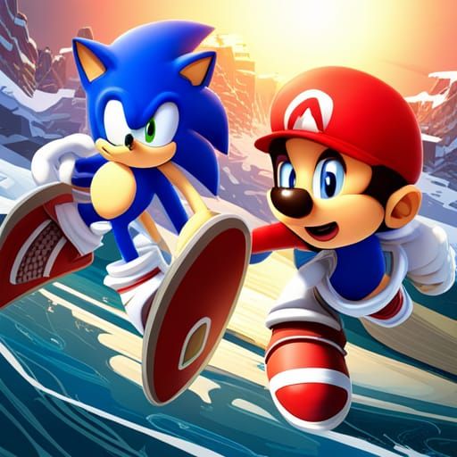 Sonic and Mario at the Winter Olympics