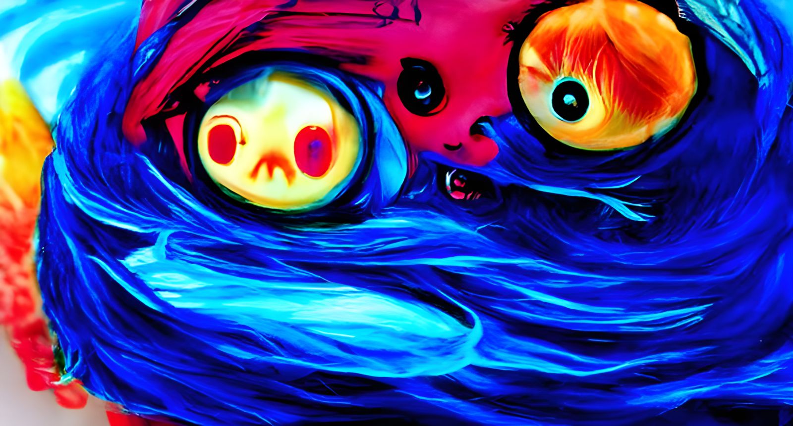 Funny Piranha Character with Crazy Eyes in Anime Style