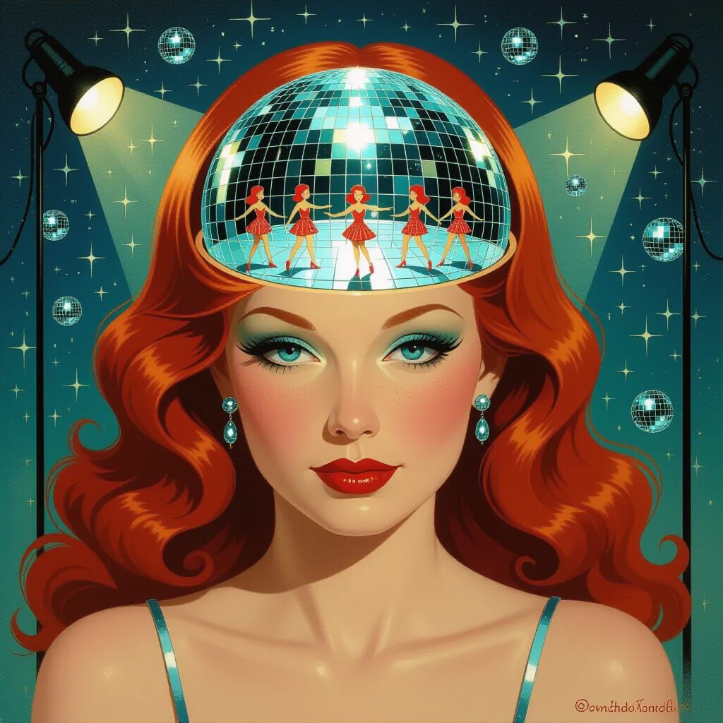 Surreal Disco Brain Portrait in Dreamlike Style