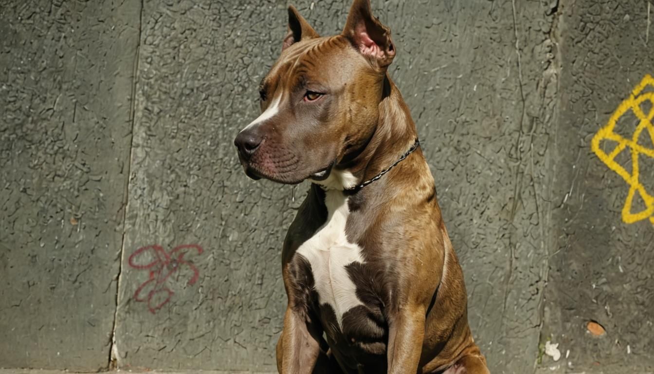 Pitbull in Urban Grunge Street Photography Style