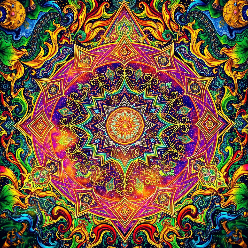 Holographic Cosmic Dreamscape in Astral Art Style