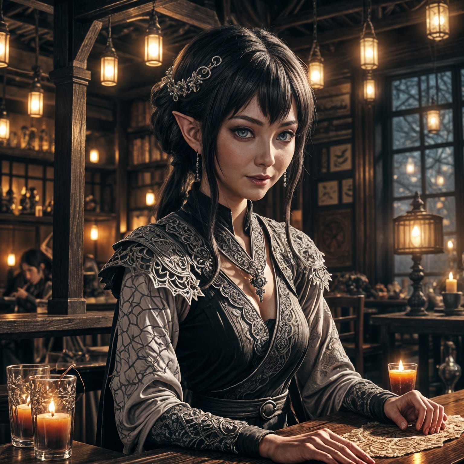 Drunk Shadar-Kai Elf Monk in Anime Style