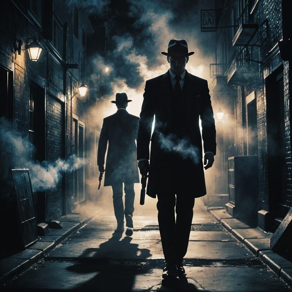 Film Noir Silhouette Portrait in Dark Alley