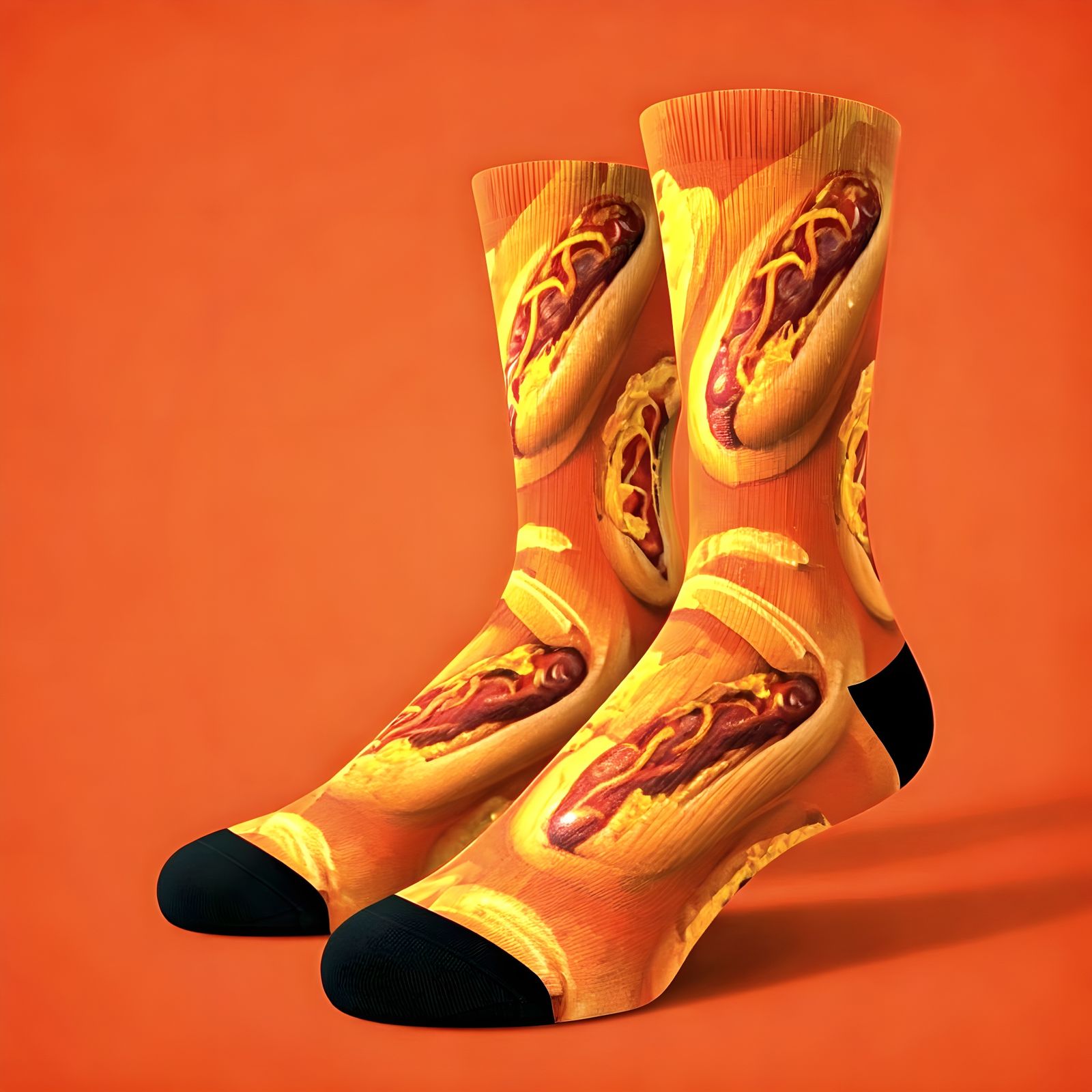 Brutalist Socks with Hot Dog Pattern in Bold Colors