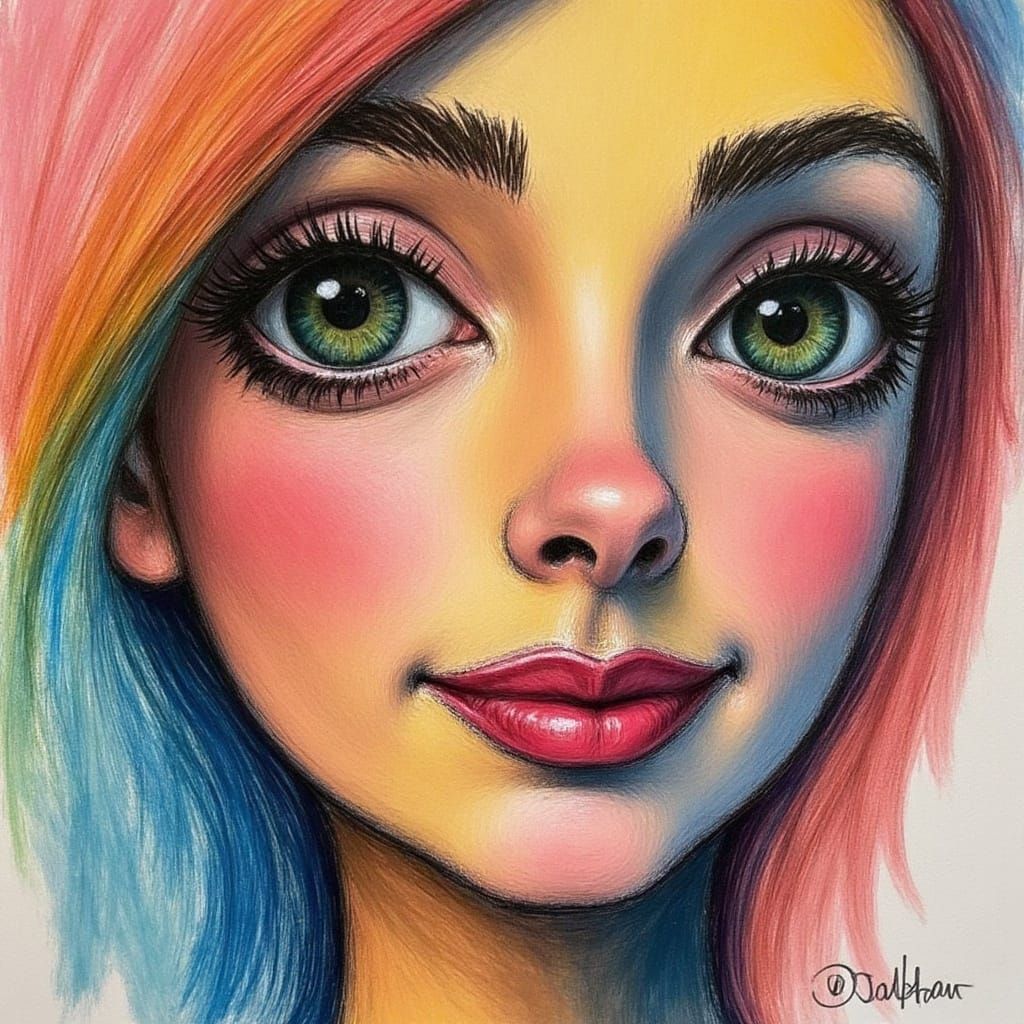 Bright Abstract Portrait of Siobhan in Pencil