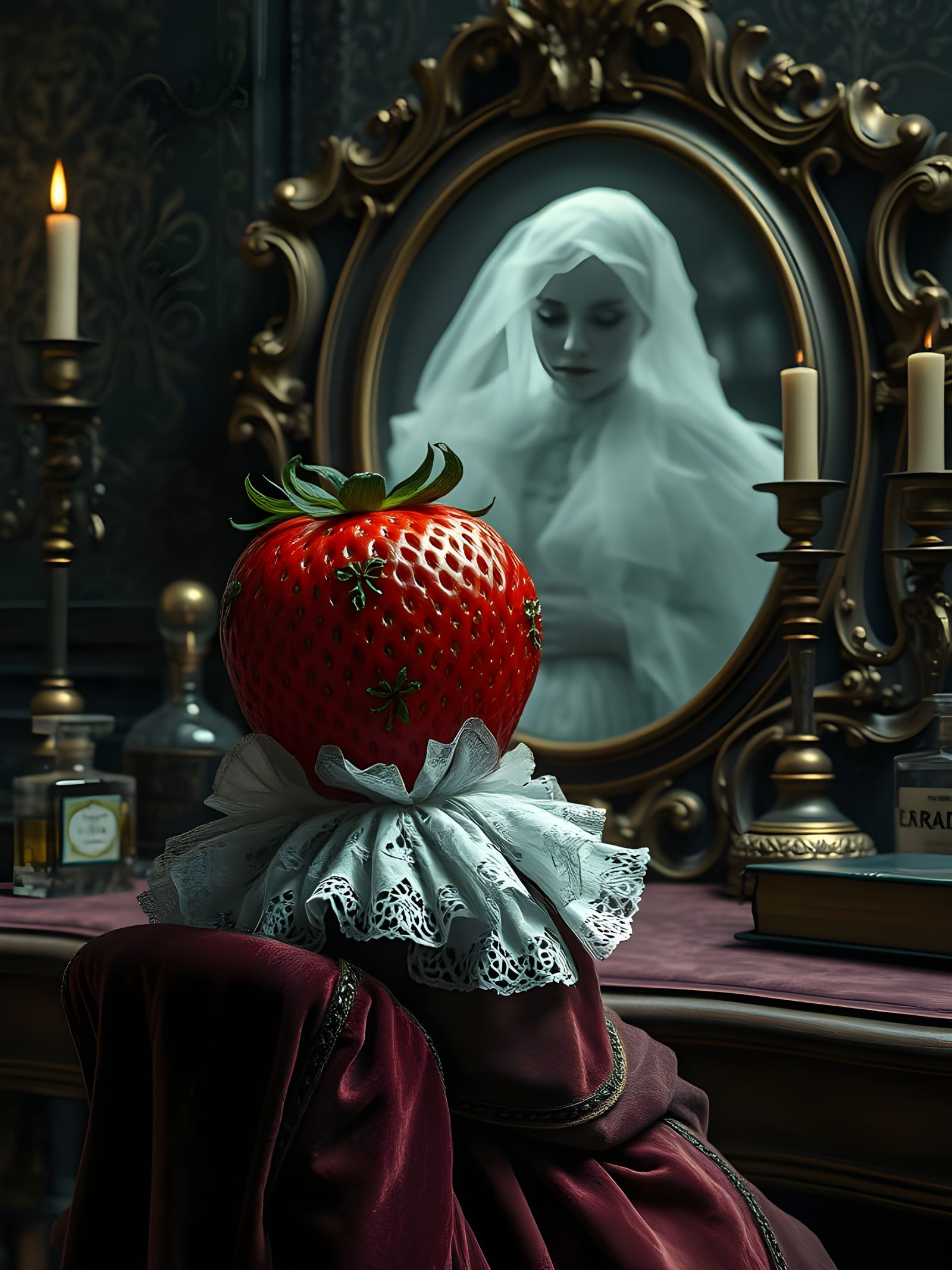 Ethereal Strawberry in Victorian Gothic Attire