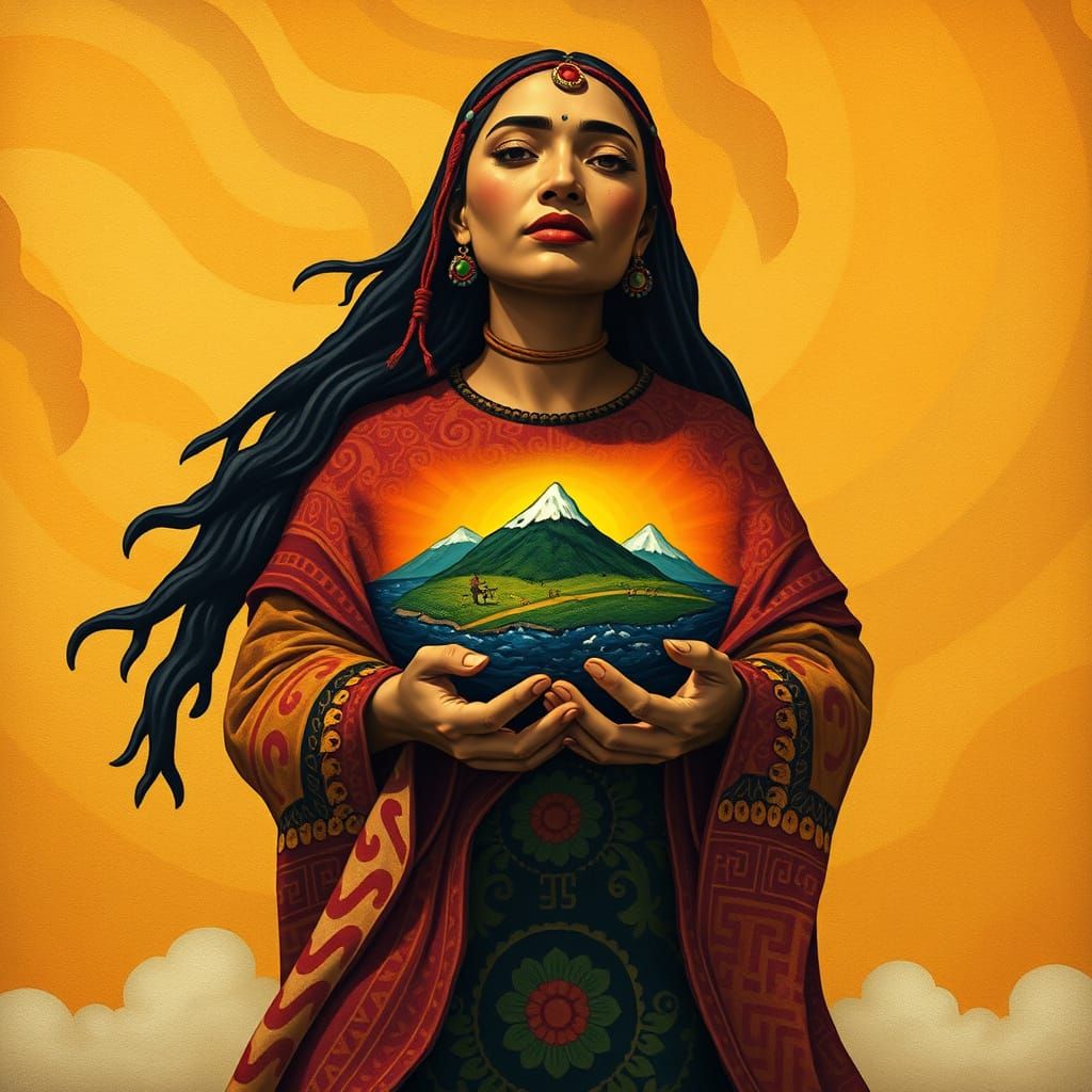 Papatuanuku Cradles Aotearoa: Hundertwasser Style