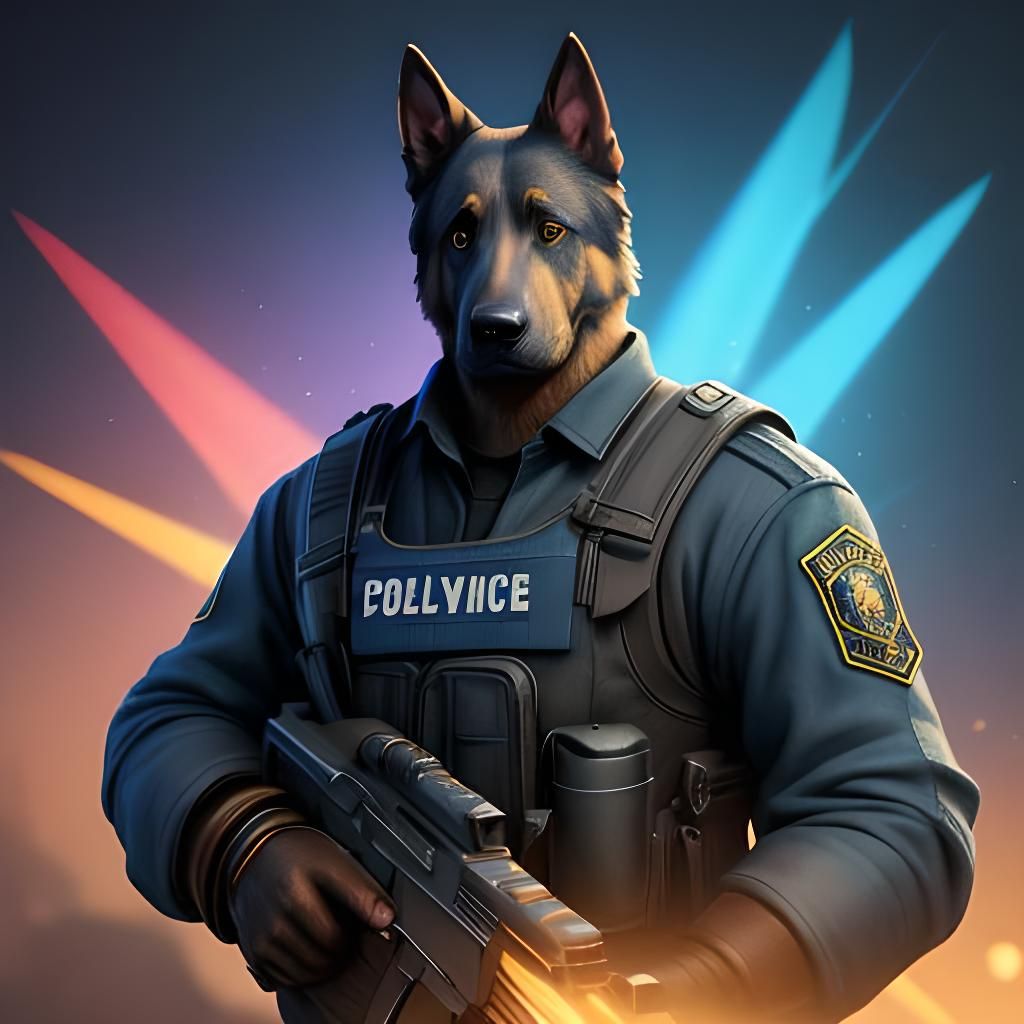 German Shepherd Cop in Pixar-Style 3D Rendering