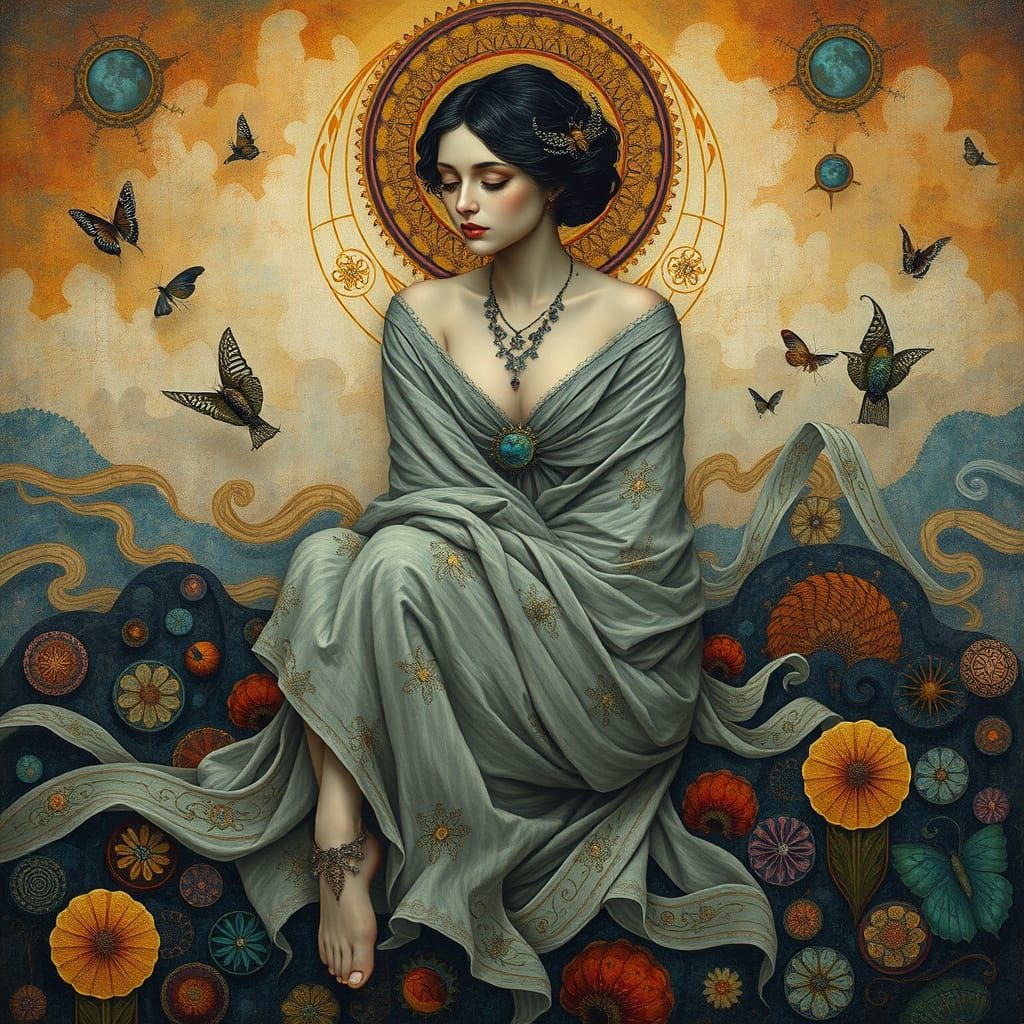 Surreal Figure in Cosmic Dreamscape