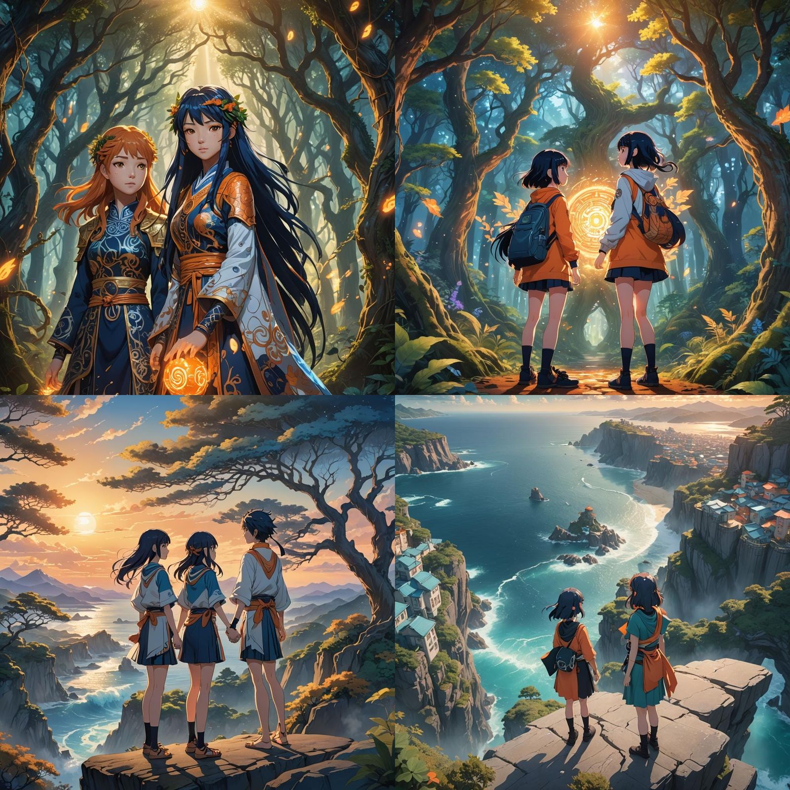 Anime Hinata and Nami Detailed Matte Painting