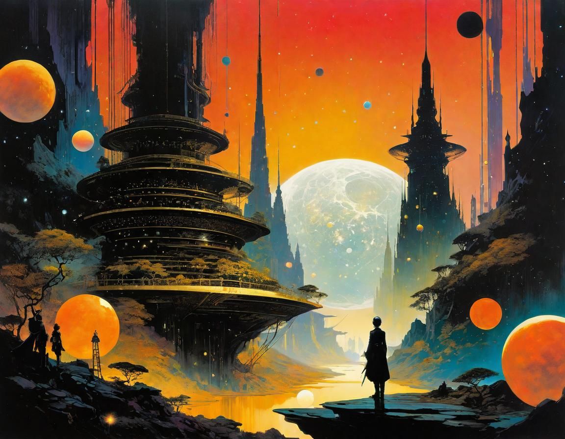 Utopian World Illustration in Maximalist Style