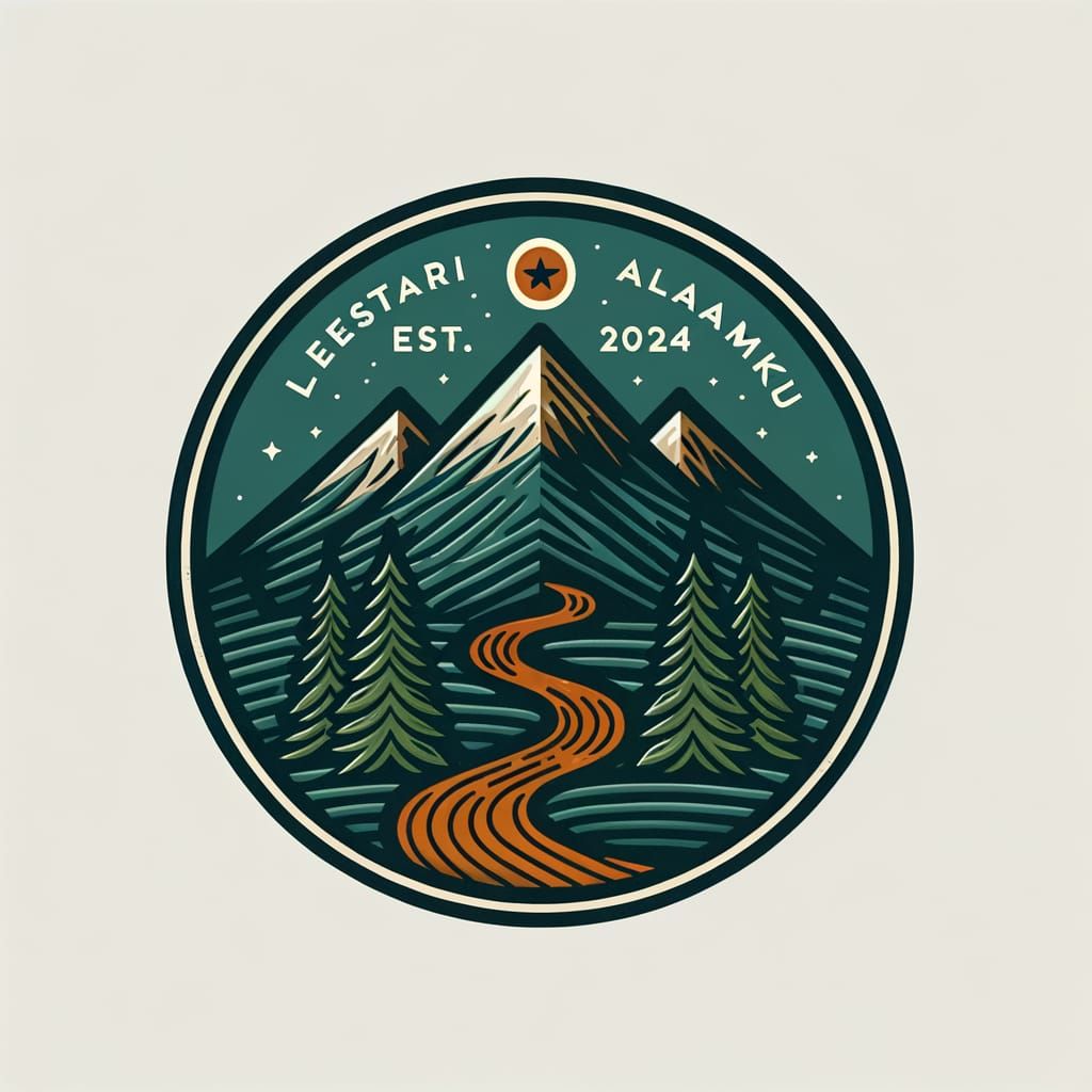 Modern Circular Emblem Logo with Mountain and Path