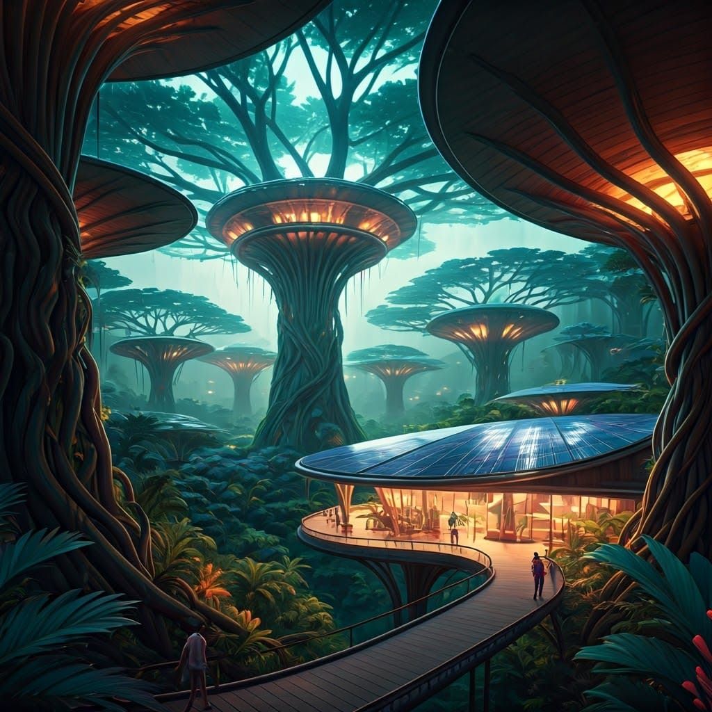 Surreal Jungle Oasis Blooms with Solar-Powered Wonder